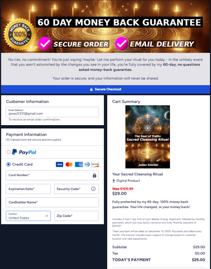 Step-by-step guide on what happens after you click the Buy Now button for The Seer of Truths – instant access, secure checkout, and live spiritual reading.